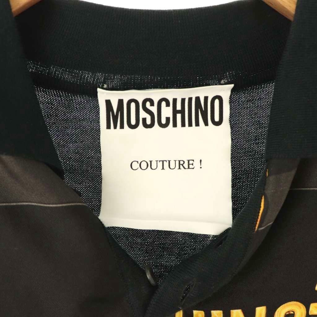モスキーノ MOSCHINO ポロシャツ 半袖 46 ブラック イエロー マルチ