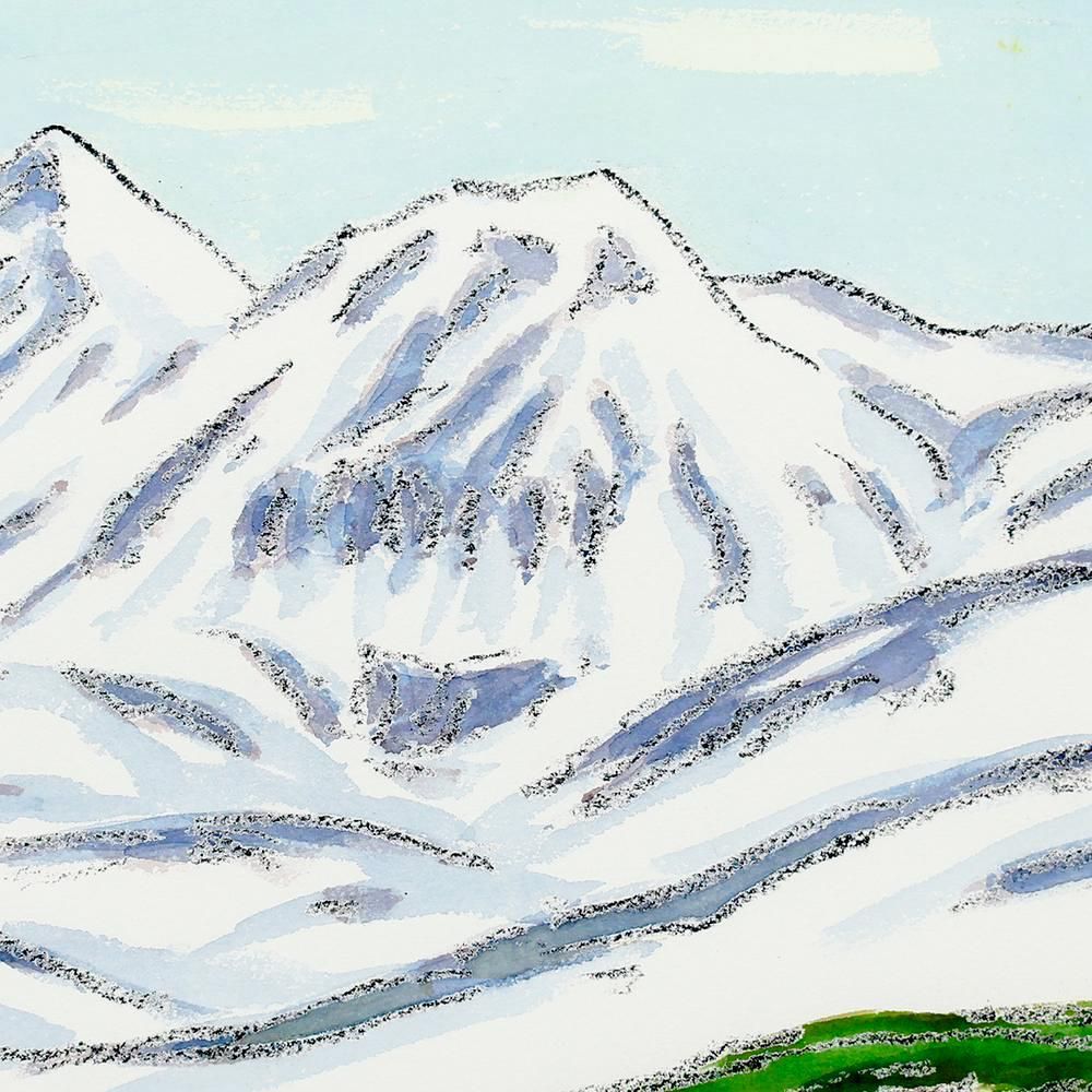 真作】【WISH】坂本直行「旭岳 忠別岳より」水彩 約6号 ◇山岳美の真髄