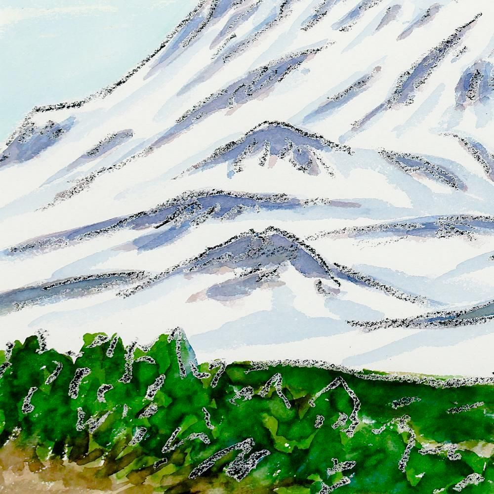 真作】【WISH】坂本直行「旭岳 忠別岳より」水彩 約6号 ◇山岳美の真髄