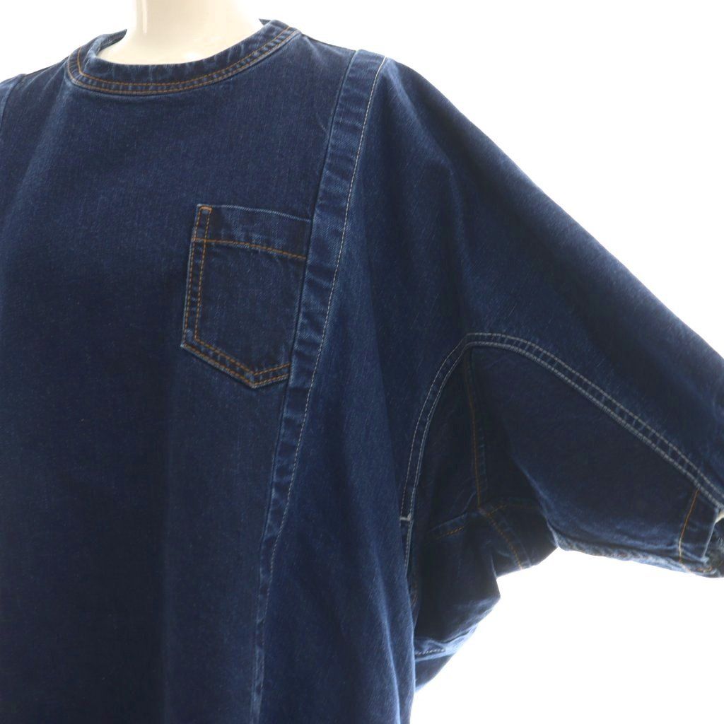 【中古】サカイ sacai デニムワンピース ミニ 半袖 1 紺 ネイビー /AT ■OS ■GY57 レディース サカイ sacai デニムワンピース ミニ 半袖 1 紺 ネイビー /AT □OS