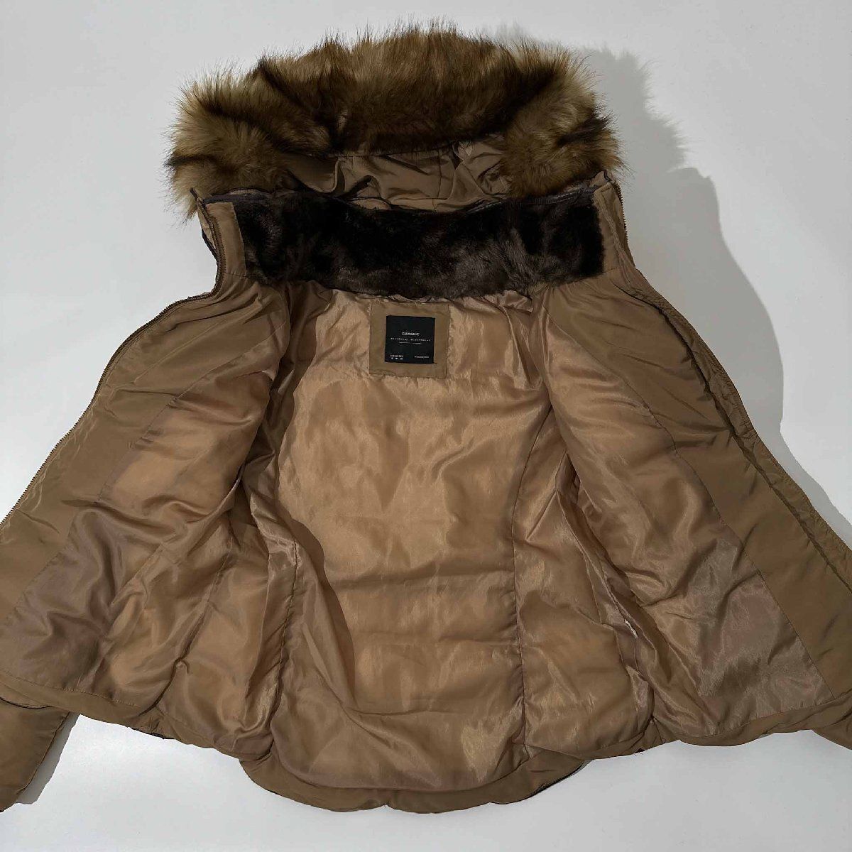 美品】ZARA BASIC ザラ ダウンジャケット リアルファー フード