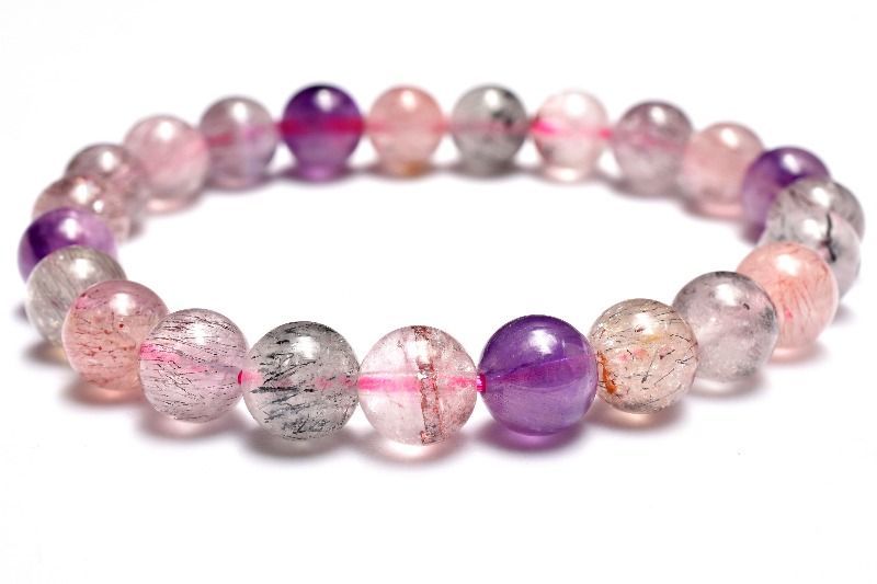 【１点物】人気マルチカラー スーパーセブン　8mm　ブレスレット パワーストーン 天然石 _MC1255
