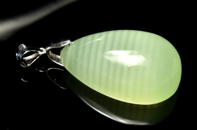 1点物】透明感◇上質 シルバー925 サーペンティン(蛇紋石) 27x17mm