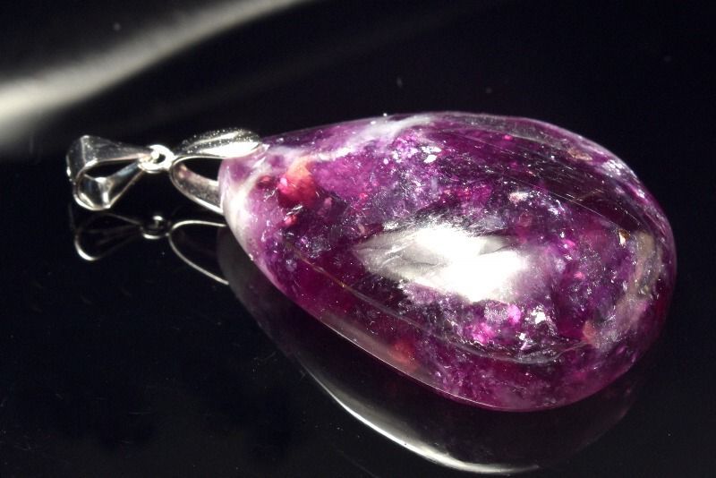 1点物】シルバー925◇雲母の煌めき レピドライト(リチア雲母) 32x24mm