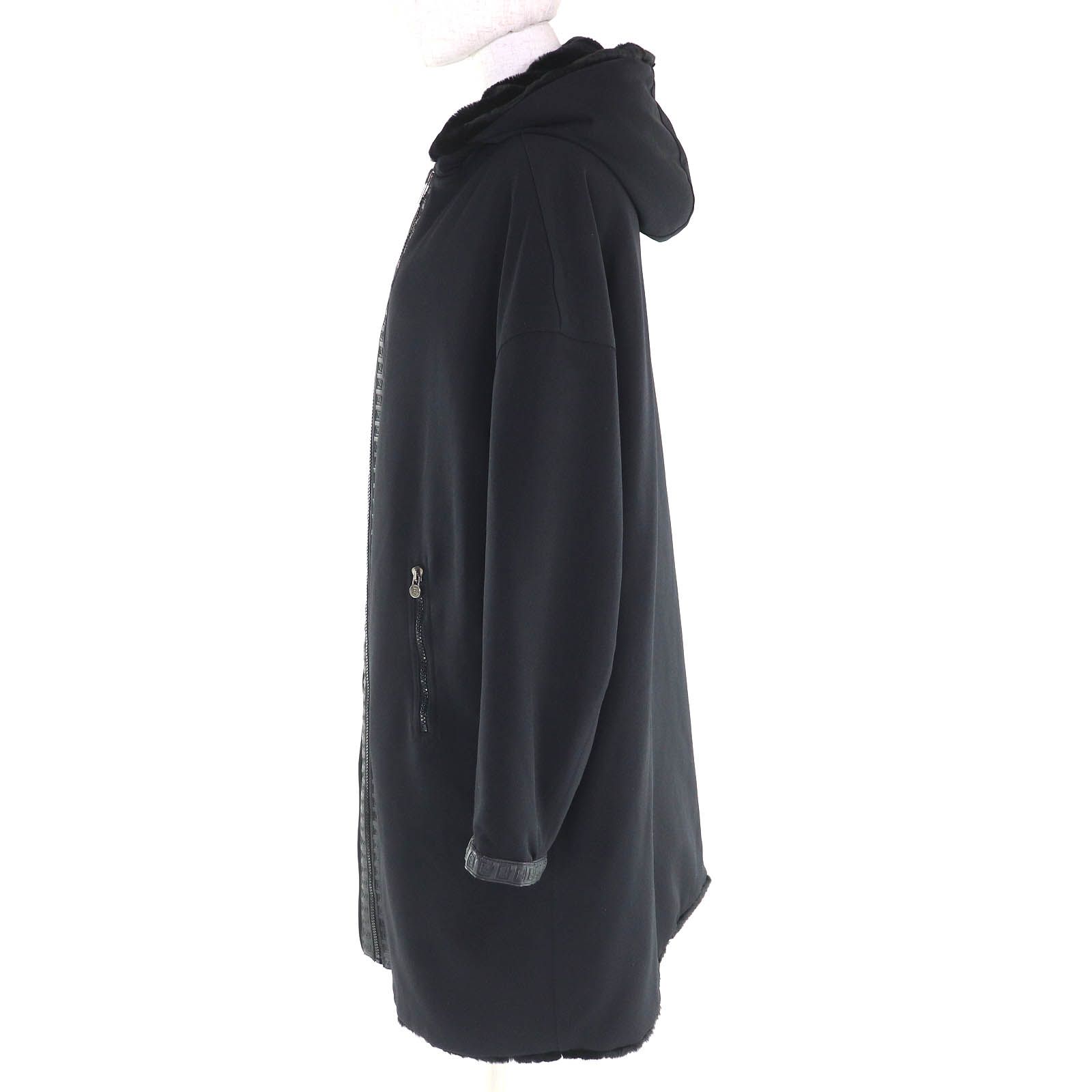 美品△FENDI フェンディ FFロゴトリム ボア フード付き リバーシブル