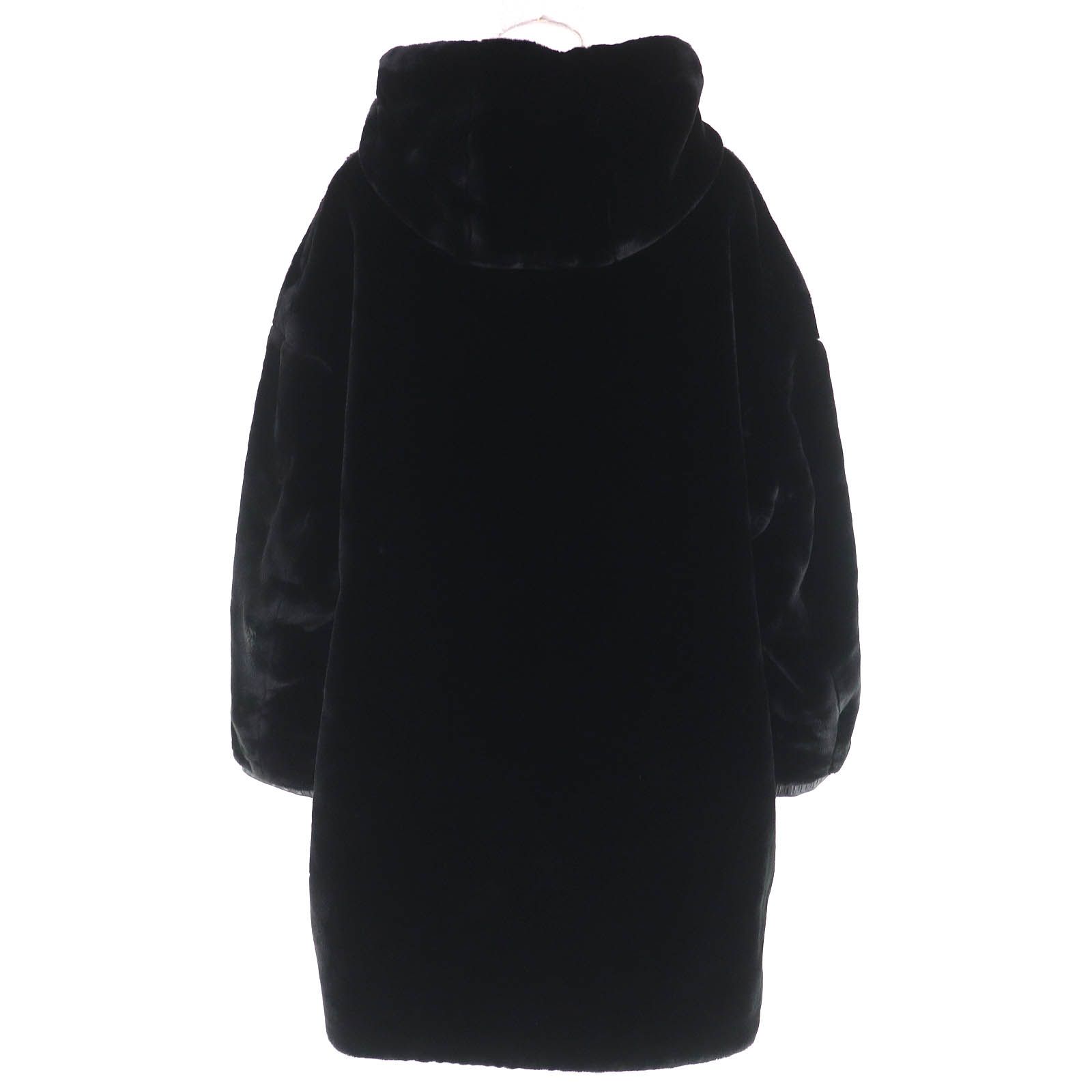 美品△FENDI フェンディ FFロゴトリム ボア フード付き リバーシブル