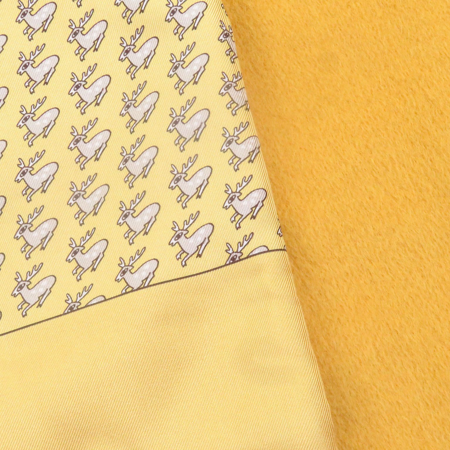 極美品□HERMES エルメス シルク アンゴラ シカ 総柄 フリンジ