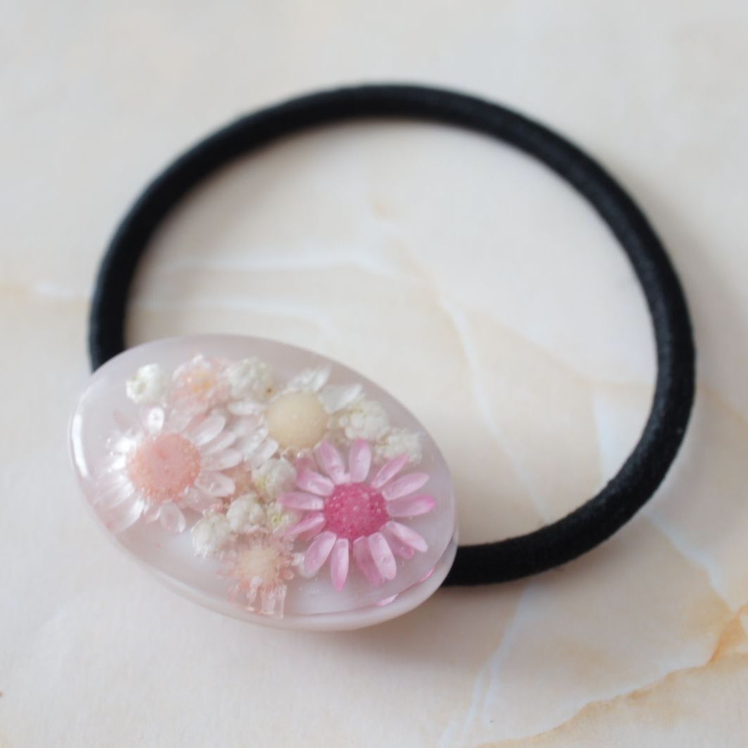 レジン ヘアゴム ドライフラワー ヘアアクセサリー ヘアカフ