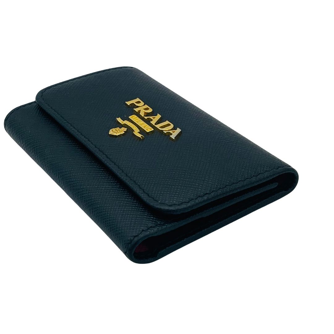 美品 PRADA プラダ キーリング付き4連キーケース サフィアーノレザー