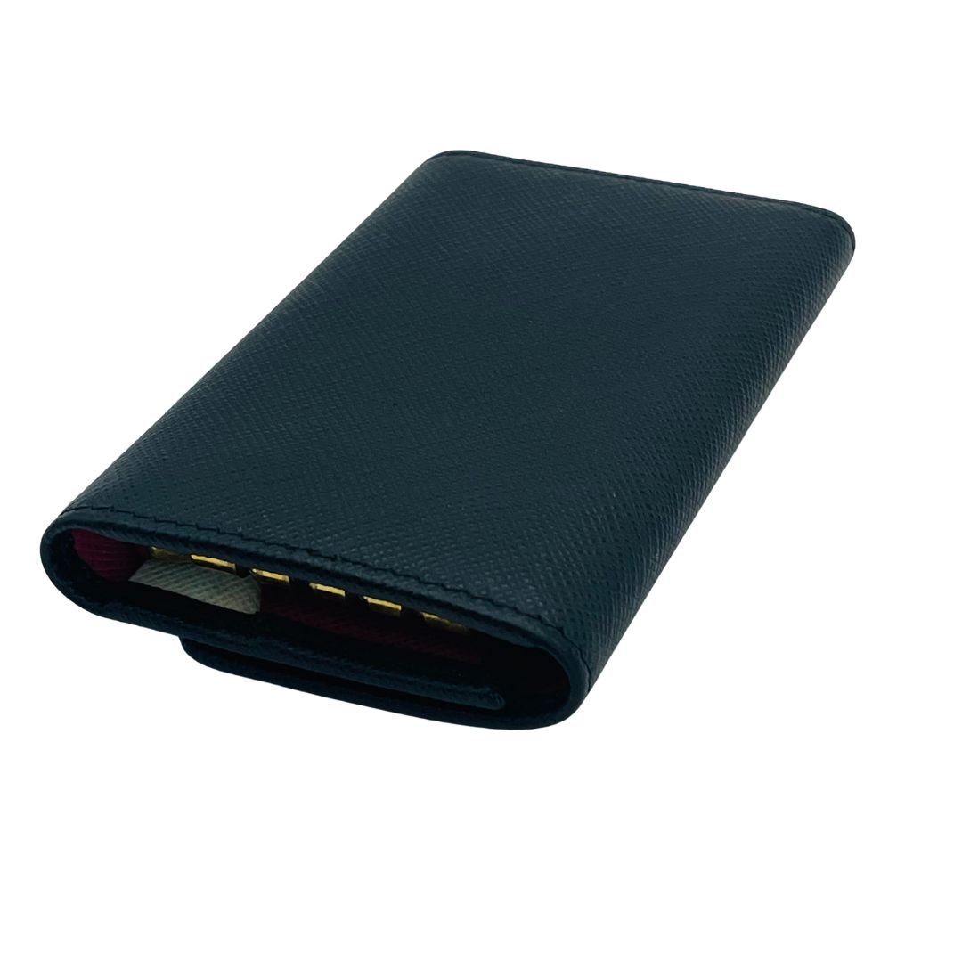 美品 PRADA プラダ キーリング付き4連キーケース サフィアーノレザー