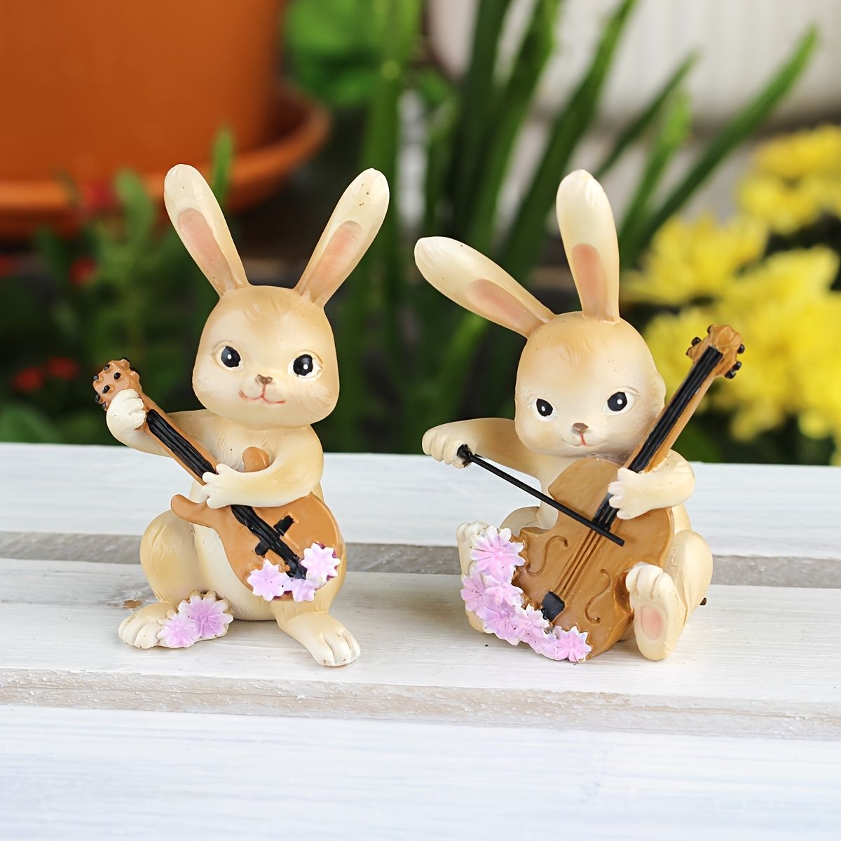 置物 オブジェ ガーデンオーナメント 音楽を演奏している妖精と2匹の