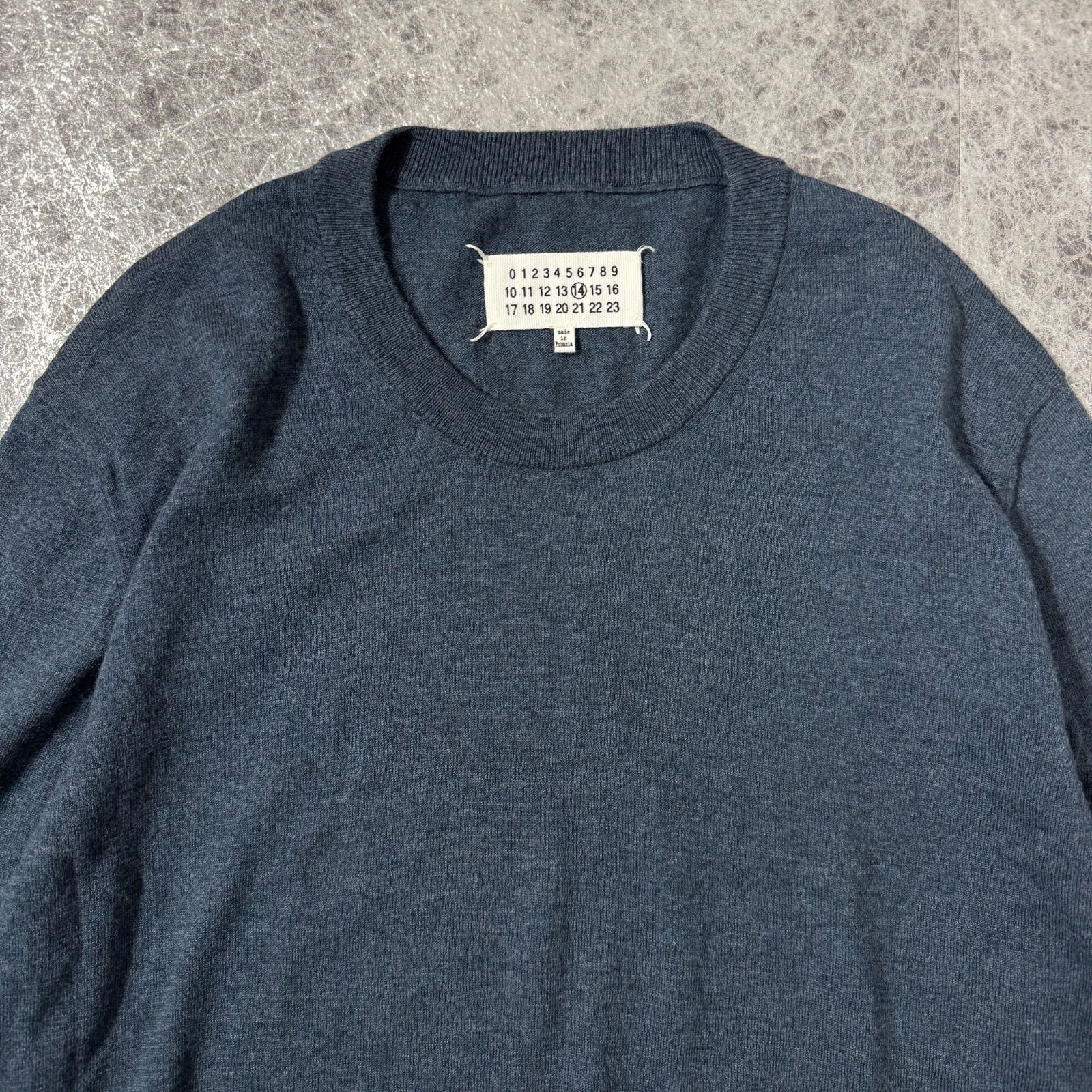 Maison Margiela 14 エルボーパッチニット L ブルー コットンウール