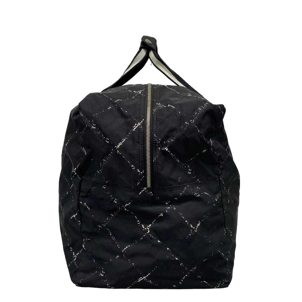 CHANEL(シャネル) ボストンバッグ 旧トラベルライン 黒×白 シルバー