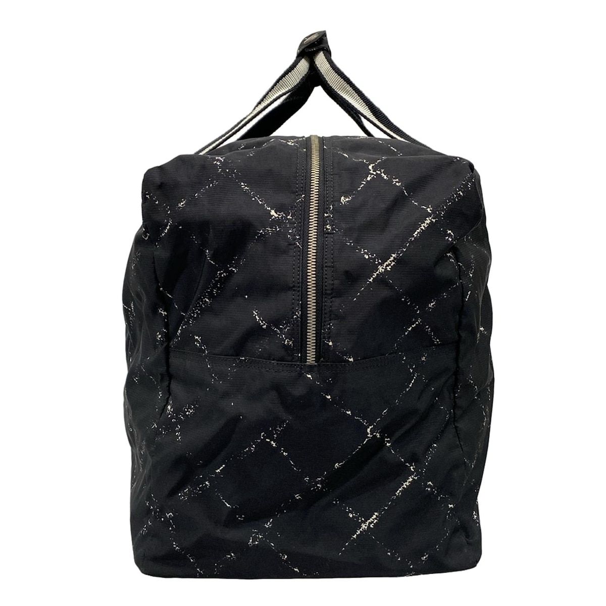 CHANEL(シャネル) ボストンバッグ 旧トラベルライン 黒×白 シルバー