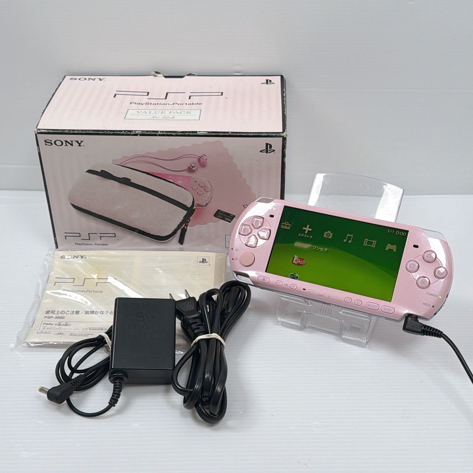 PSP-3000 ブロッサム ピンク アイルーポーチセット PSP 3000 ブロッサムピンク バリューパック PSPJ-30019 外装美品