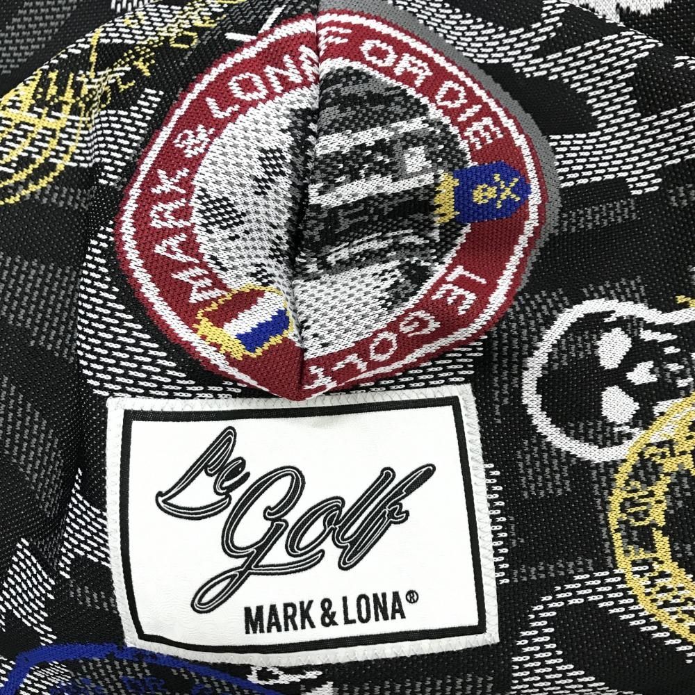 超美品】マークアンドロナ フード付ワンピース 黒×白×レッド 英字柄