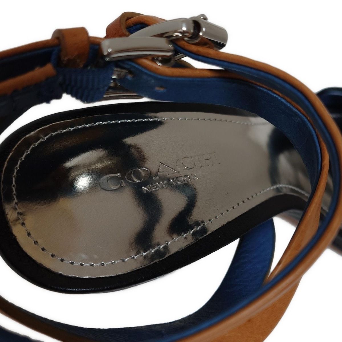 COACH(コーチ) サンダル 35 レディース美品 - 黒×ベージュ×シルバー