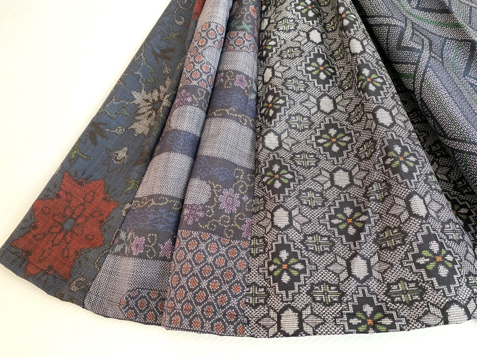 大人可愛いセレブ大島着物スカート大島紬着物リメイクロングスカート  