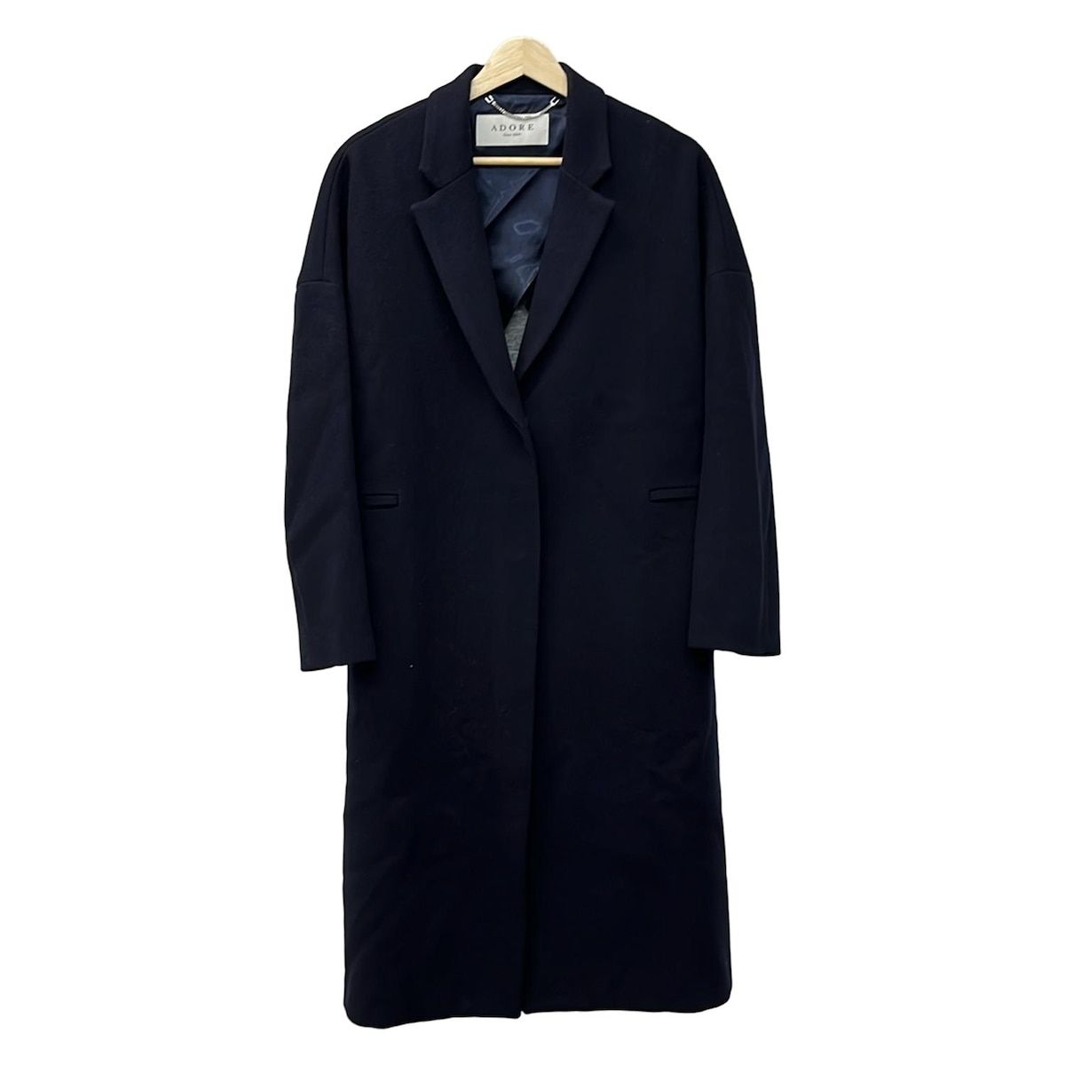アドーア ADORE 38 モヘア ウール ロングコート 紺 クリーニング済 ADORE(アドーア) コート サイズ38 M レディース美品 - ダークネイビー