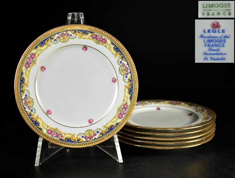 蔵A5729g】リモージュ 金彩 LEGLE プレート 6客 - メルカリ