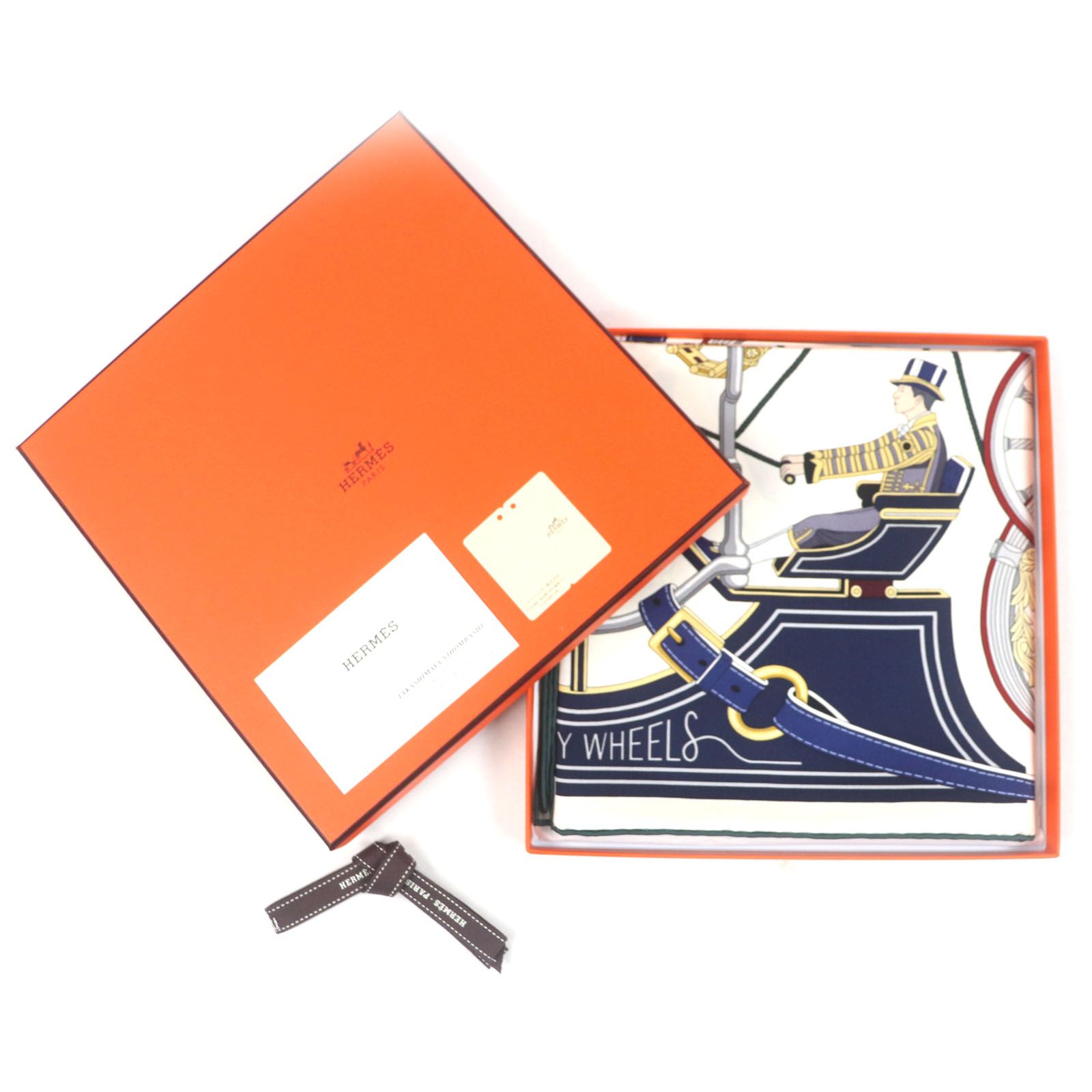 未使用品◇HERMES エルメス カレ90 ステイトリー・ホイールズ シルク