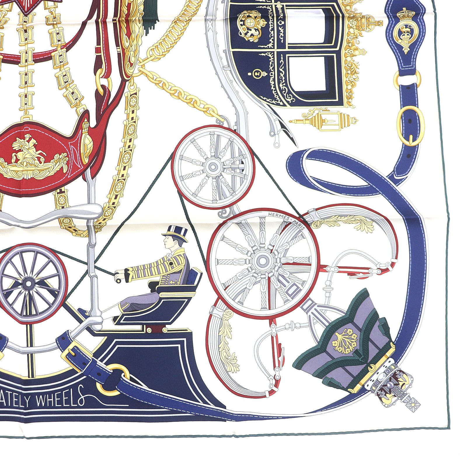 未使用品◇HERMES エルメス カレ90 ステイトリー・ホイールズ シルク