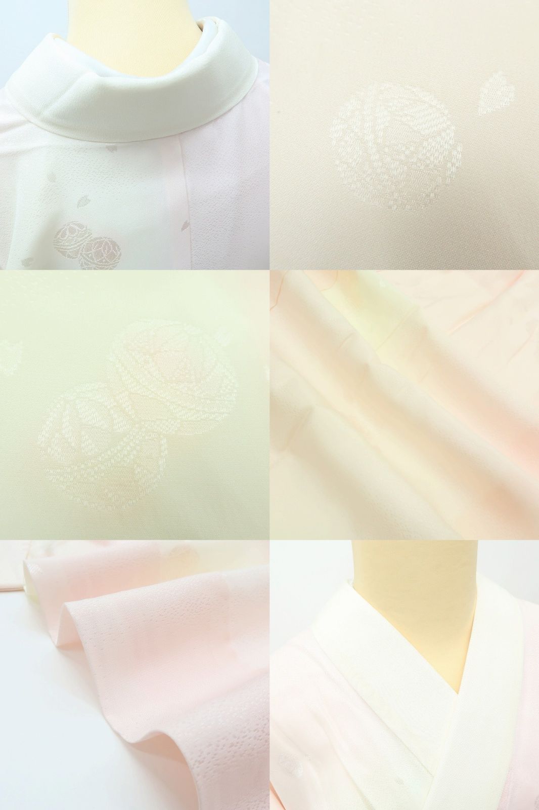 百華❀Y4052◇新品 袷 正絹 仕付け糸・半襟付 手縫い仕立て 桜 毬