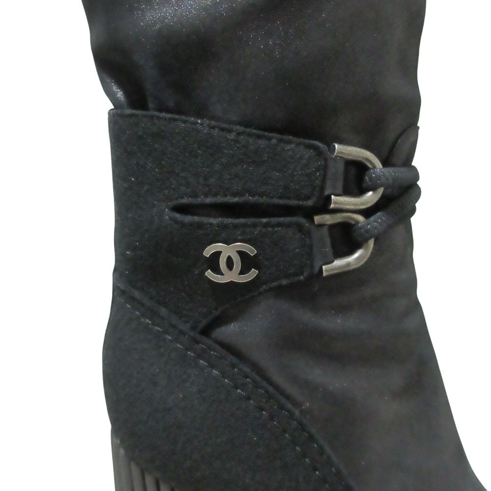 美品 CHANEL シャネル ココマーク ウェッジソール ロングブーツ サイズ