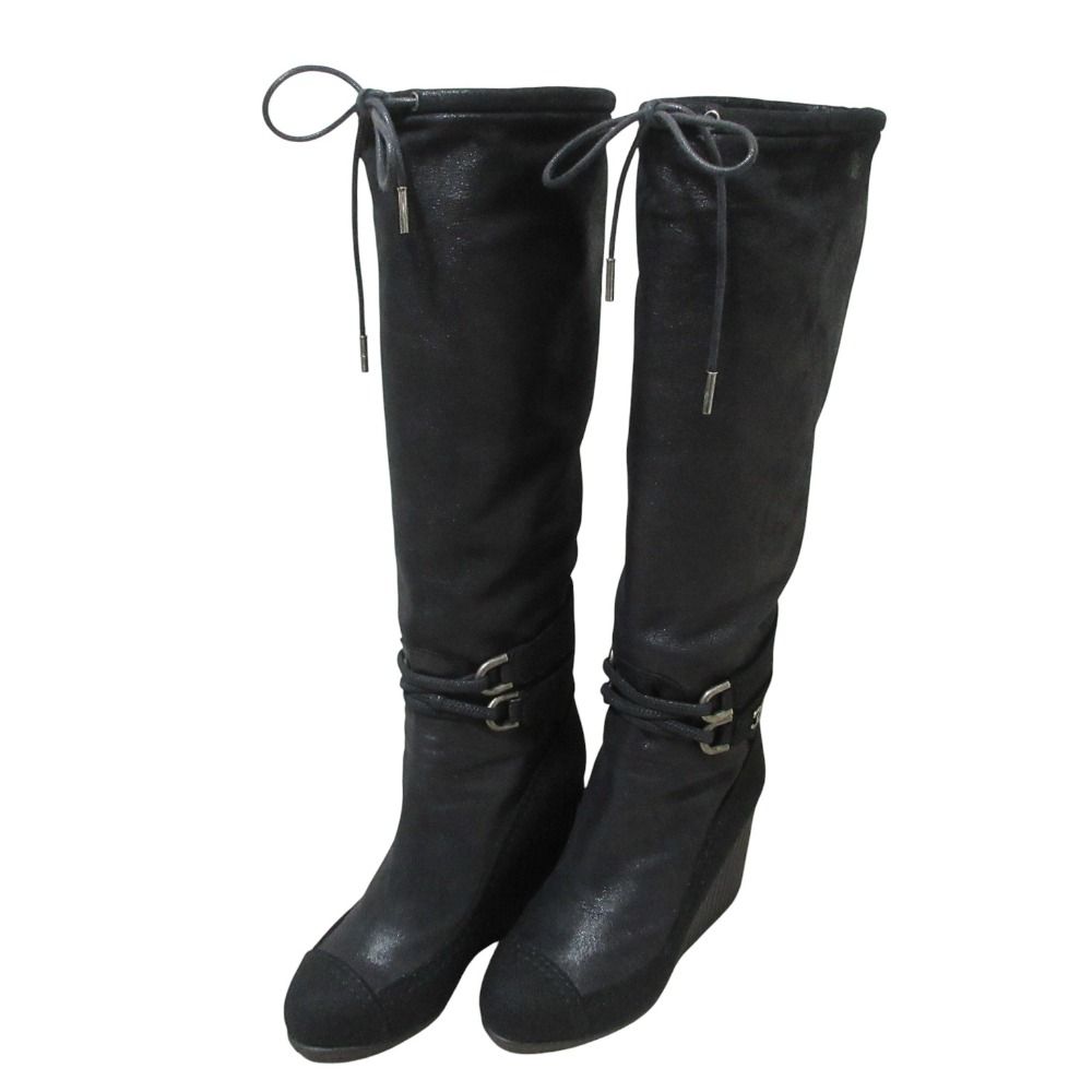 美品 CHANEL シャネル ココマーク ウェッジソール ロングブーツ サイズ