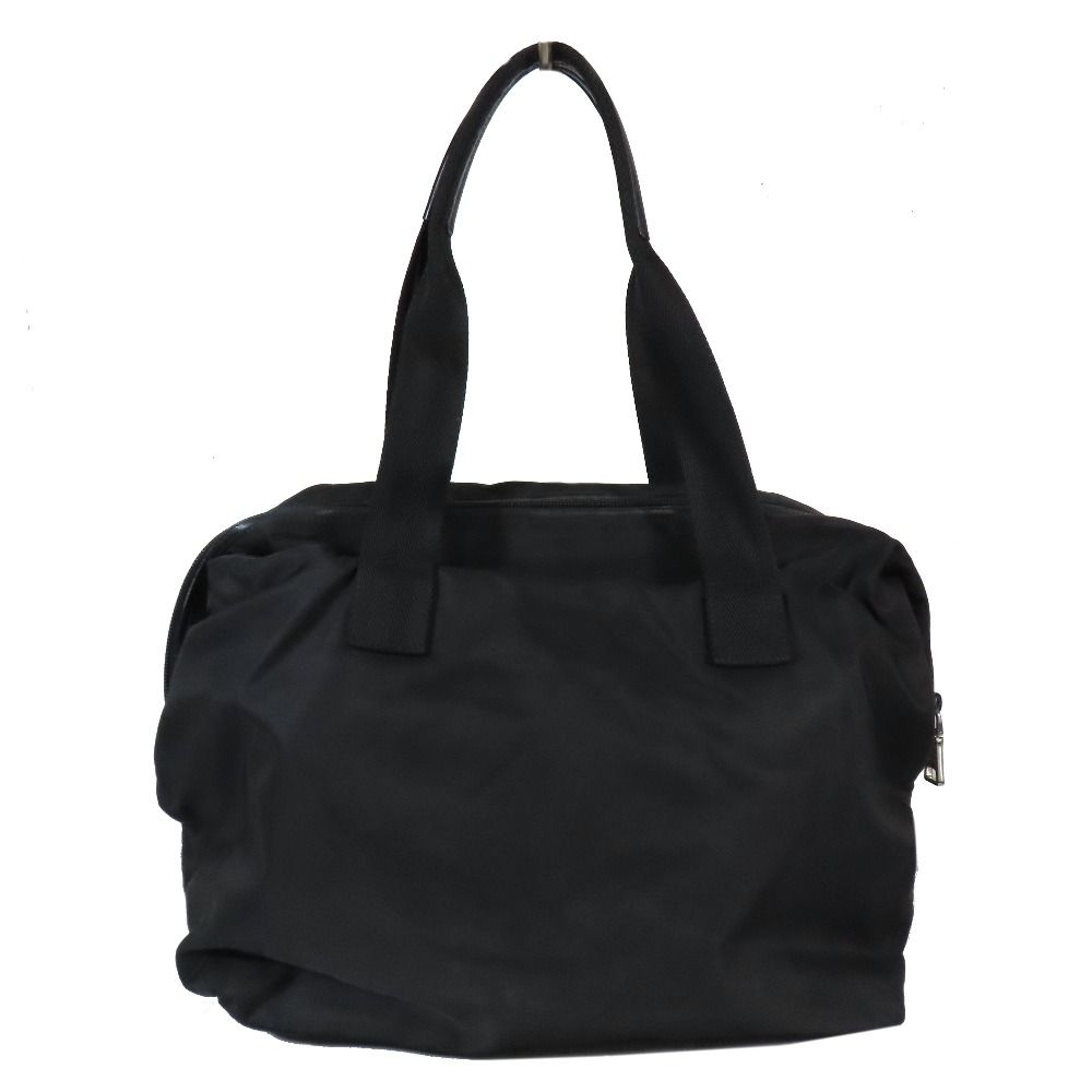 プラダ　ハンドバッグ　ミニボストンバッグ　三角ロゴプレート　テスートナイロン　黒 良品 PRADA プラダ ナイロン ミニボストン トート ハンドバッグ