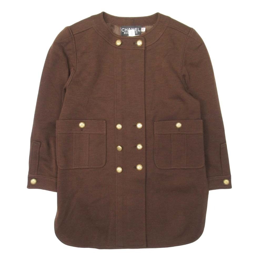 CHANEL ヴィンテージジャケット ブラウンゴールドボタン 美品 vintage CHANEL シャネル 20142 ココマーク 金ボタン スカート