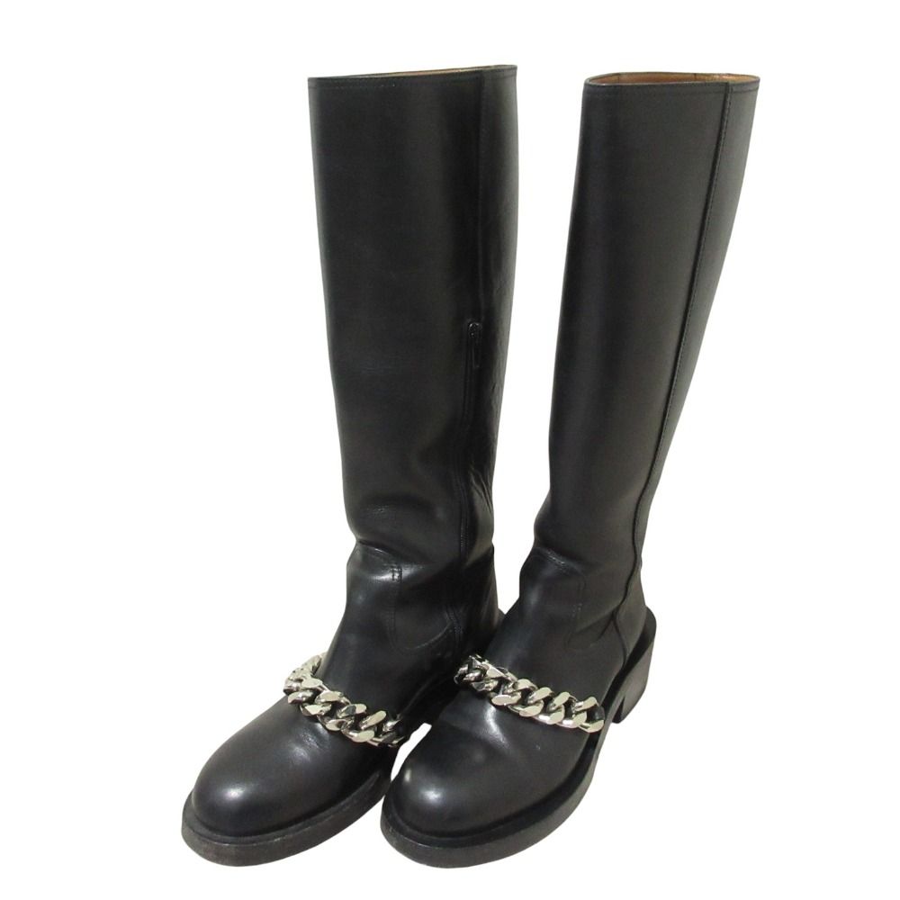 美品 GIVENCHY ジバンシィ レザー チェーン ロングブーツ 24～25cm程度