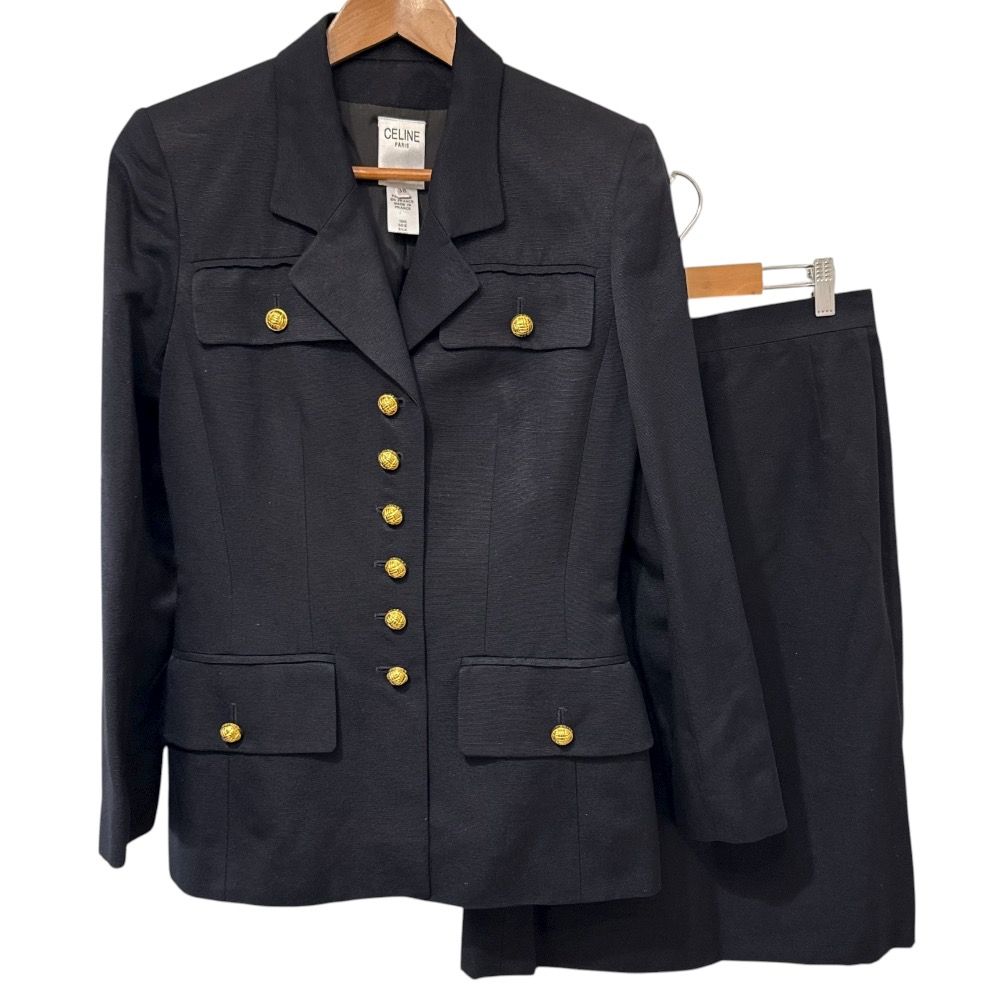 美品 CELINE セリーヌ ヴィンテージ 金ボタン シルクジャケット＋