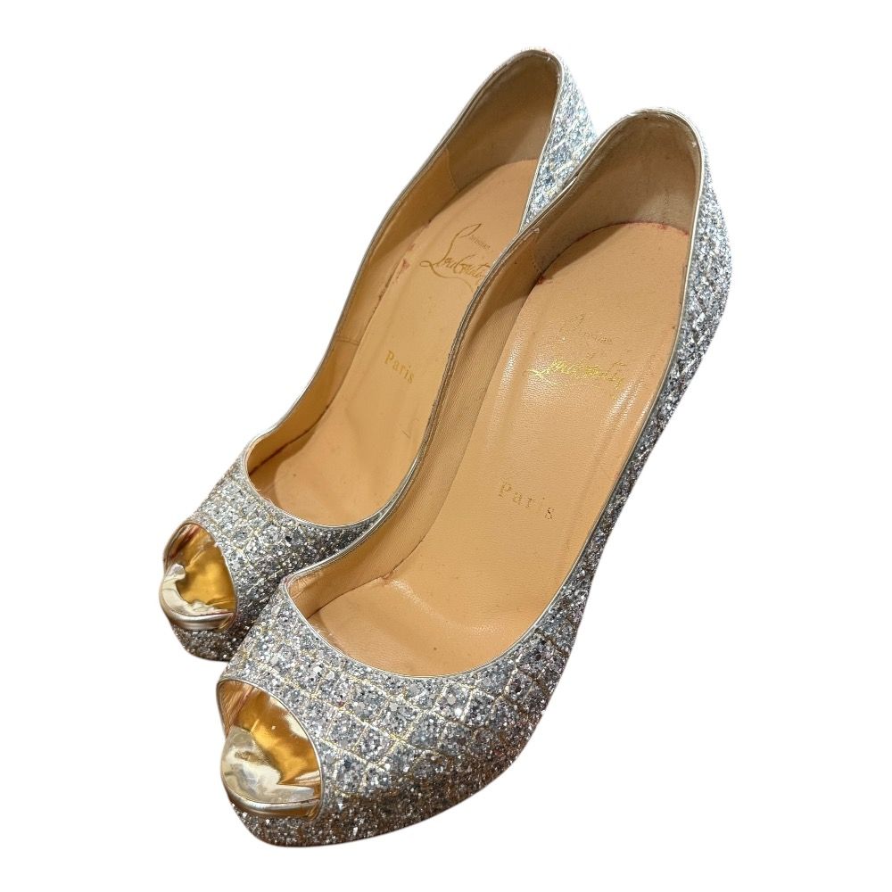 ルブタン　グリッター　パンプス Christian Louboutin クリスチャンルブタン オープントゥ グリッター