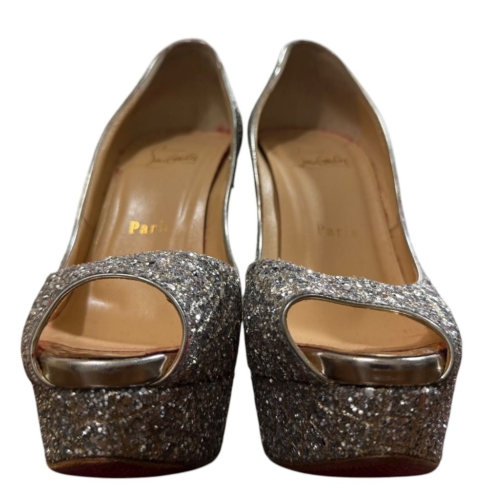 ルブタン　グリッター　オープントゥ　ハイヒール　サンダル　パンプス　正規品　美品 horita78_58892