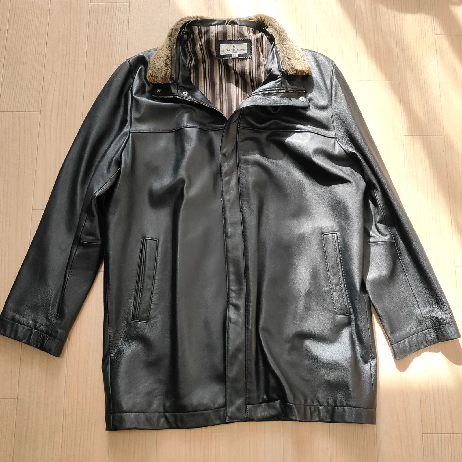 【美品】ジャンニヴァレンチノ レザーハーフコート カーコート ラムレザー M VALENTINO ヴァレンティノ ラムレザー ジャケット ブラック ハーフ