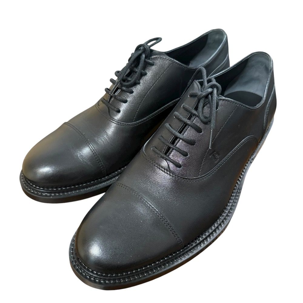 新品同様 TOD'S トッズ レザー レースアップ ストレートチップ ビジネスシューズ サイズ7 約26cm ブラック メンズ 古着  USED