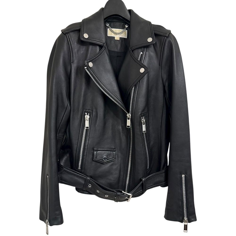 Michael Korsレザーライダースジャケット ブラック 美品 MICHAEL KORS マイケルコース レザー ライダースジャケット