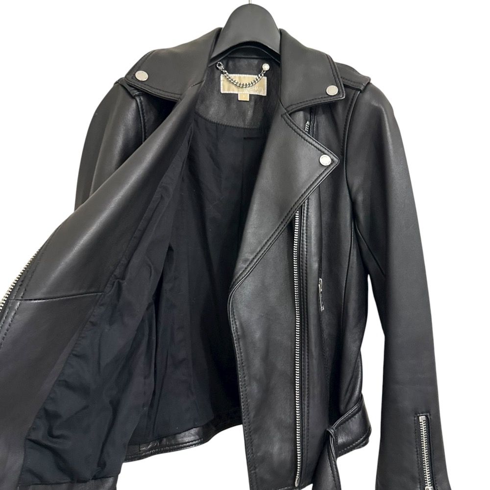 マイケルコース　レザーライダースジャケット /黒 XL 公式アウトレット】HERMAN KEY シングル ライダースジャケット