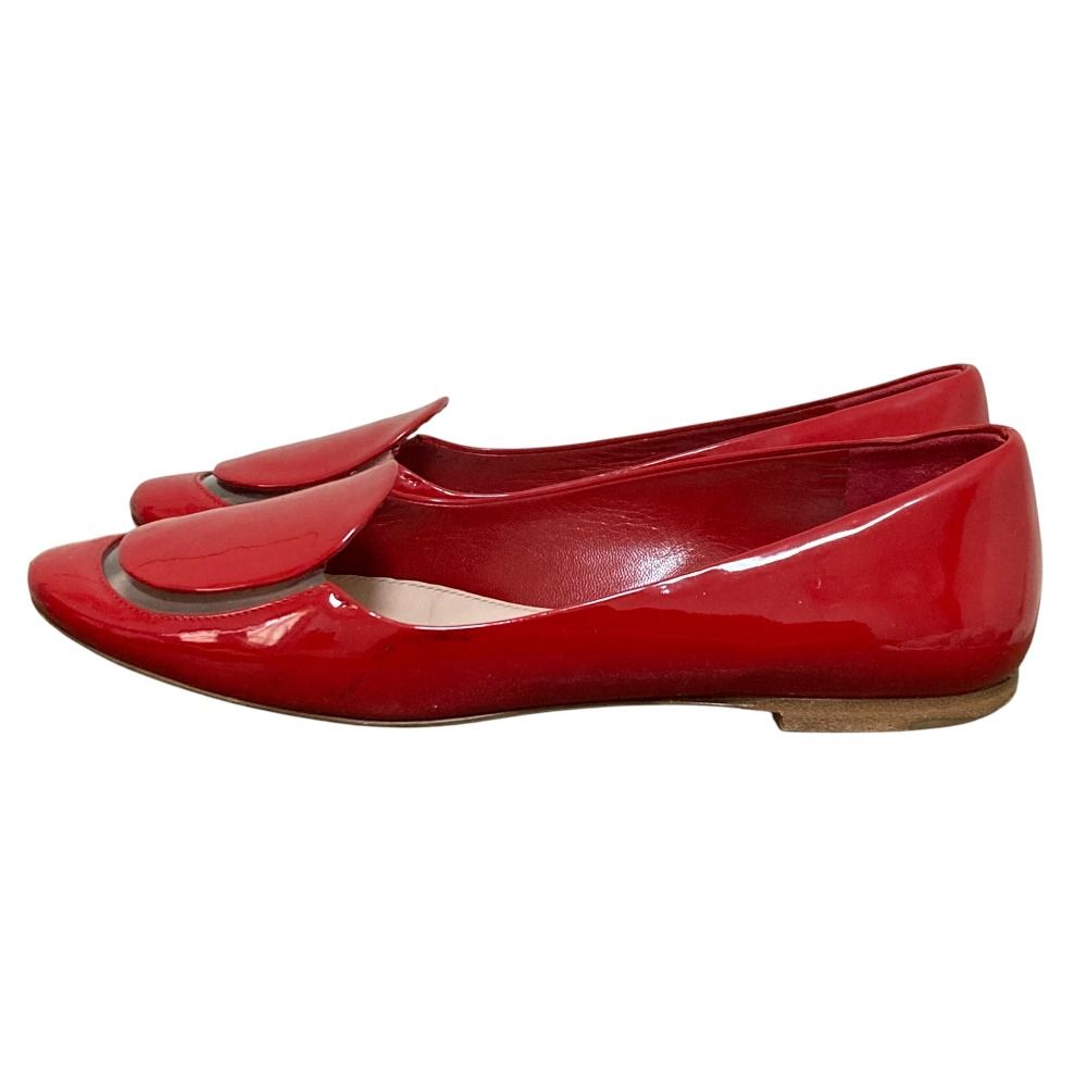 MIU MIU ミュウミュウ パテントレザー フラットパンプス シューズ