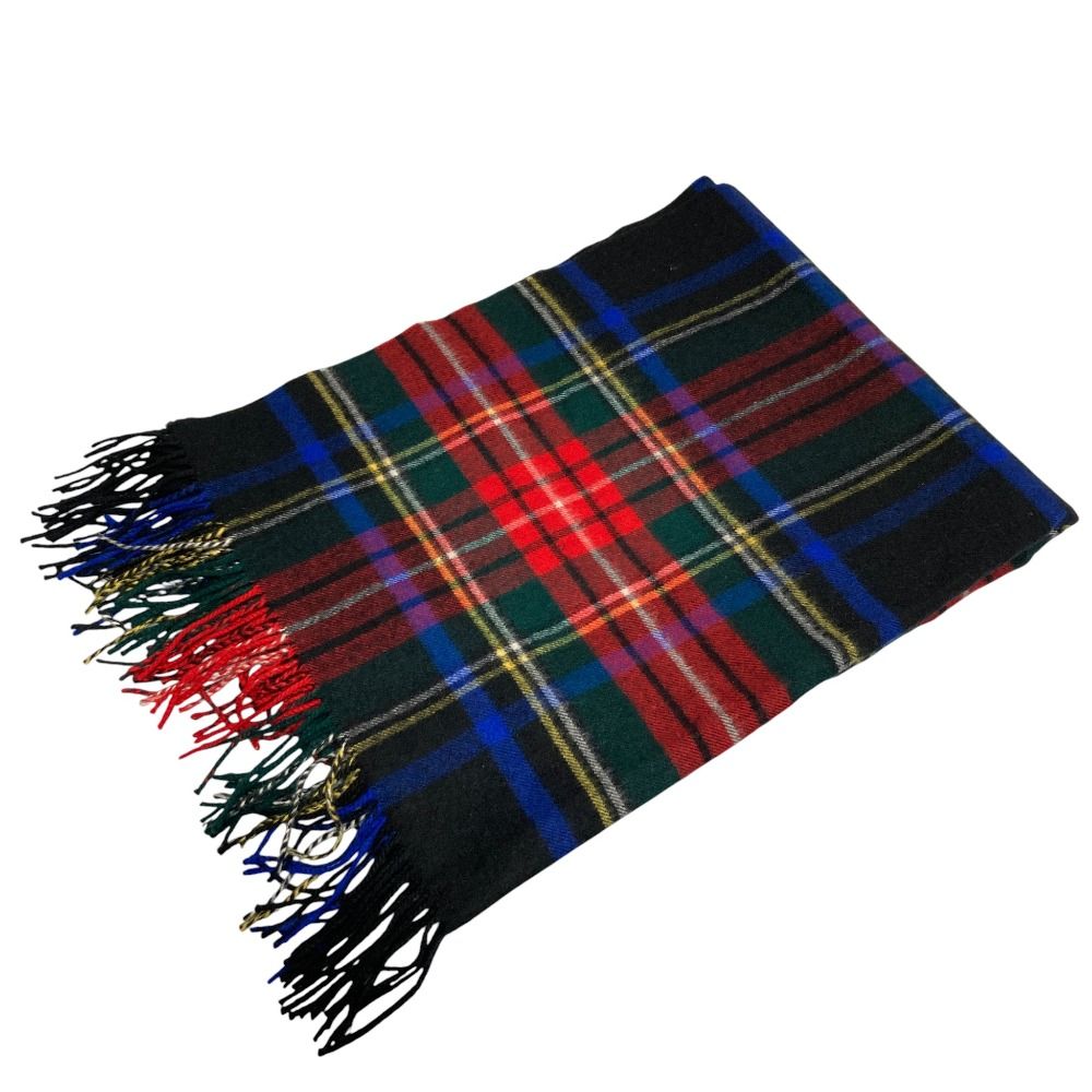 美品 Johnston of Elgin ジョンストンオブエルガン タータンチェック カシミヤ 大判ストール マフラー マルチカラー レディース 古着  USED