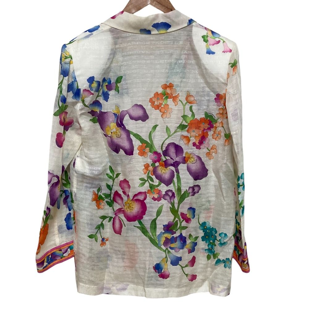 美品 LEONARD レオナール フラワープリント リネンシルク テーラード