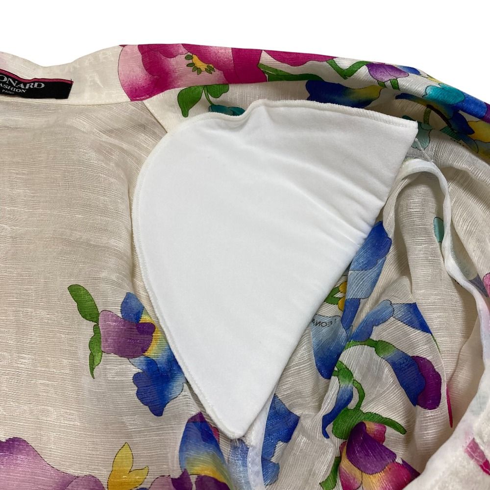 美品 LEONARD レオナール フラワープリント リネンシルク テーラード