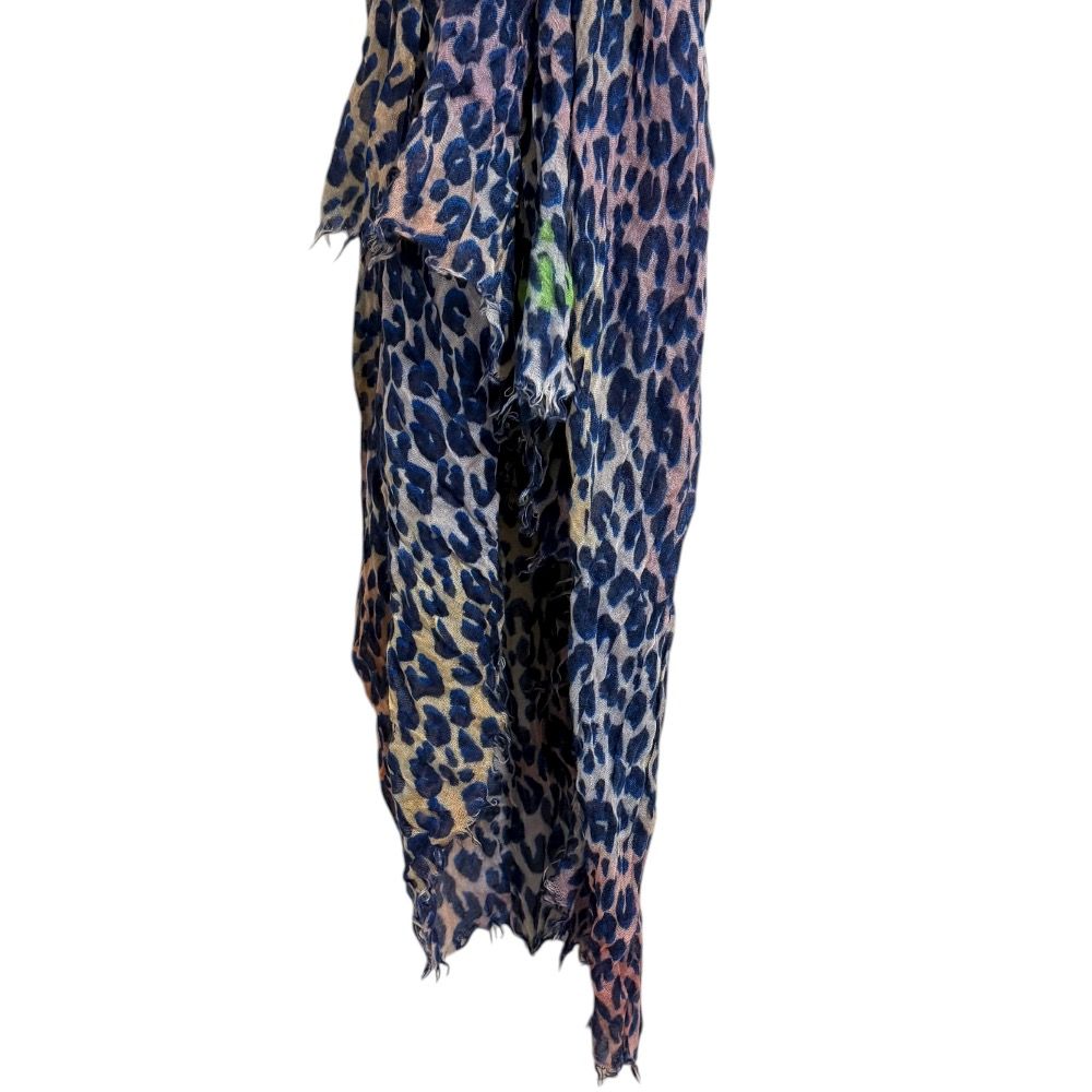46952☆年 ルイヴィトン 大判ストール レオパード柄 カシミヤ×シルク