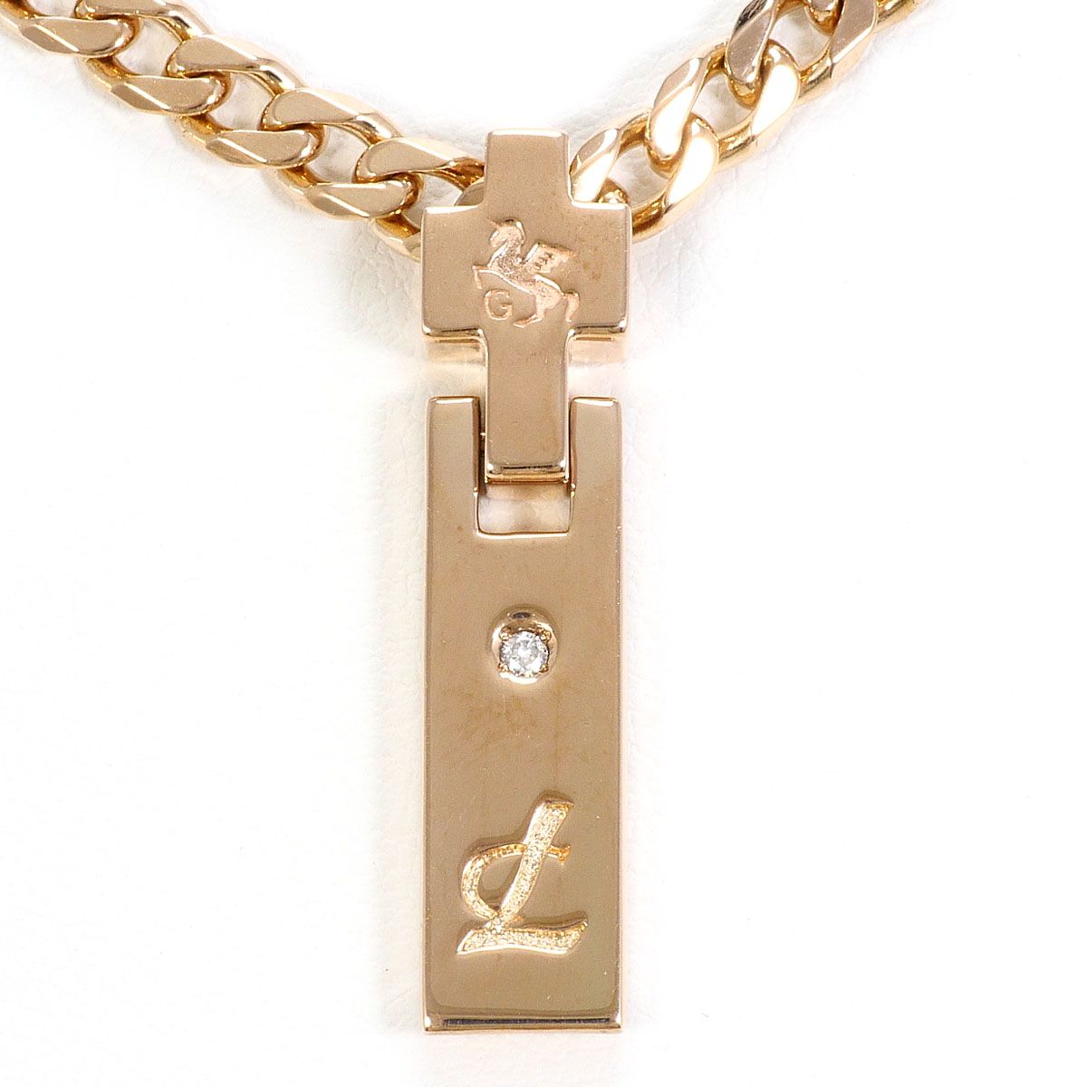 レダシルマ K10PG ネックレス ダイヤモンド 0.03ct 総重量約22.8g 約