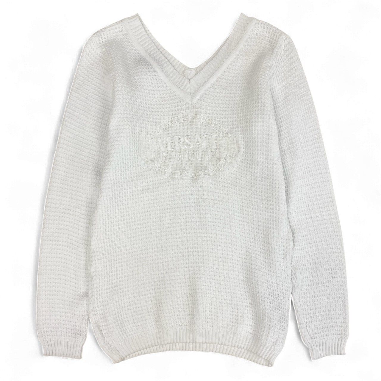 76k21 VERSACE ヴェルサーチ vintage front logo knitwear ロゴ刺繍