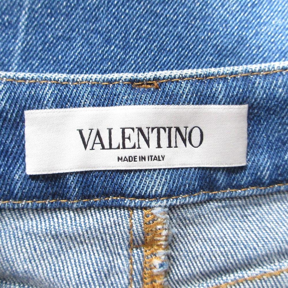 美品 VALENTINO ヴァレンティノ カットオフ フレアデニムパンツ
