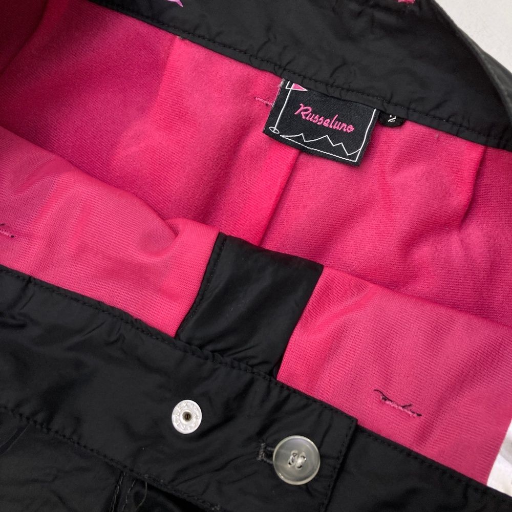 サイズ：2 RUSSELUNO ラッセルノ 中綿パンツ スカル刺繍 ブラック系