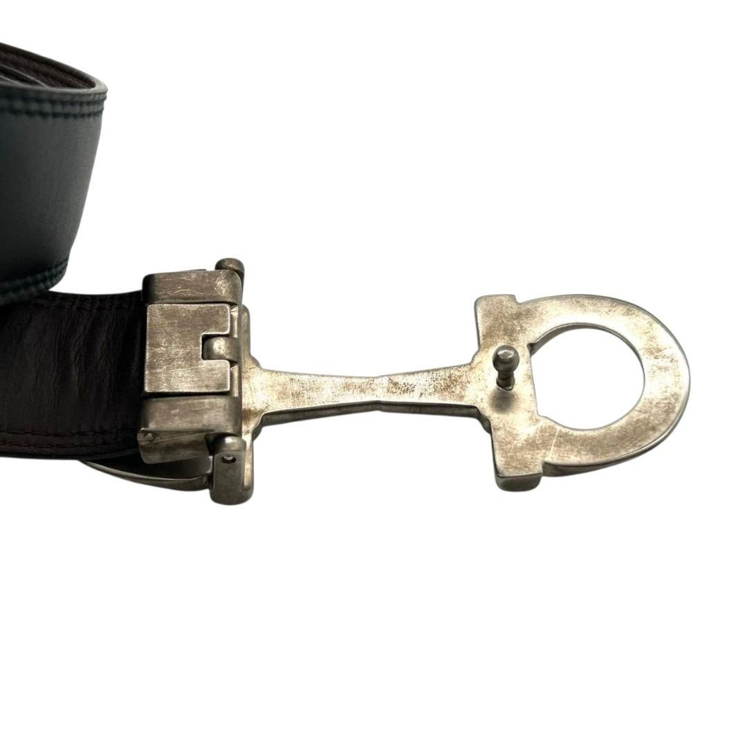 フェラガモ ガンチーニ レザー ベルト シルバーバックル ブラック 新品