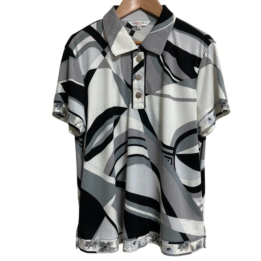 美品 LEONARD SPORT レオナール スポーツ 幾何学柄 半袖 ポロシャツ